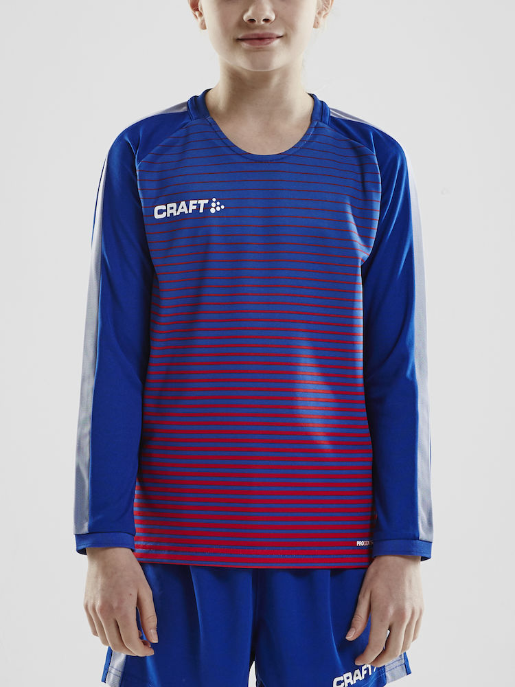 Pro Control Stripe Jersey LS Jr cobolt/bright red - 1