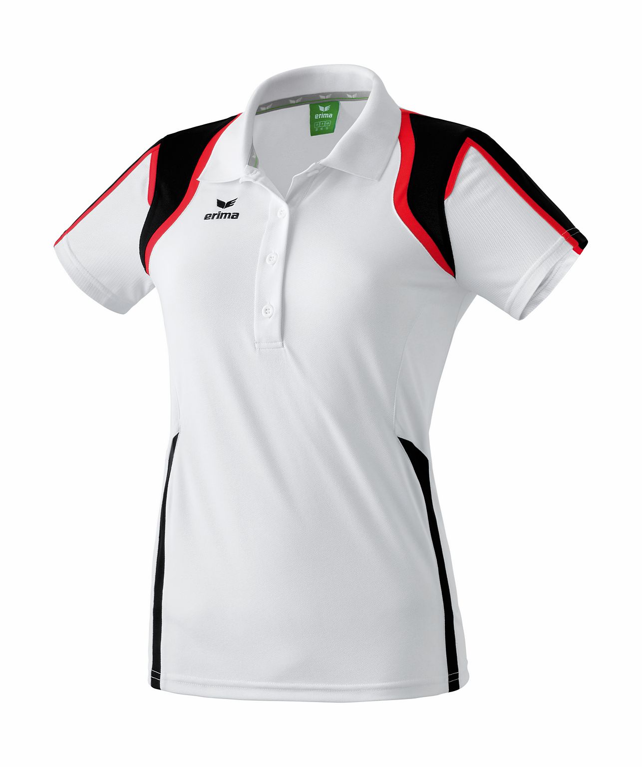 Erima  Poloshirt, Damen  Gr. 38  Weiß/Schwarz/Rot