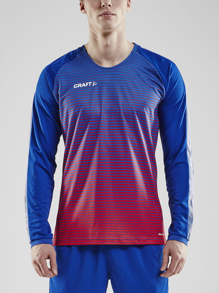 Pro Control Stripe Jersey LS M cobolt/bright red - 1